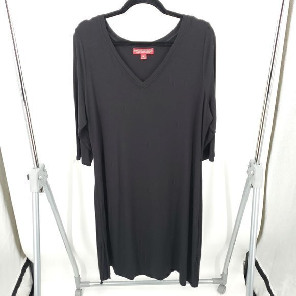 Krimson Klover Cinchable V-Neck Lightweight Knee-Length Dress XL Black - Picture 1 of 15